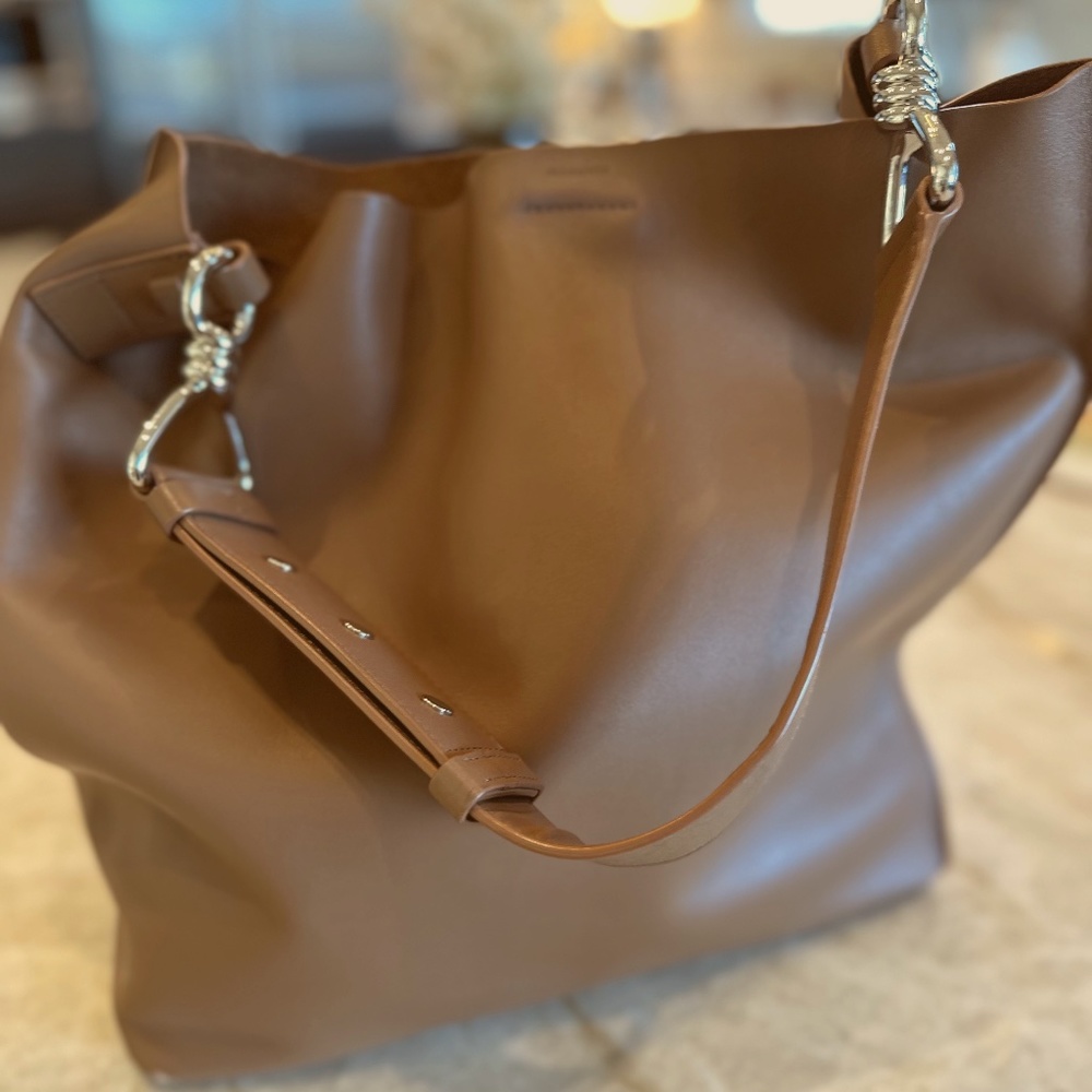All Saints Brown Leather Tote Bag